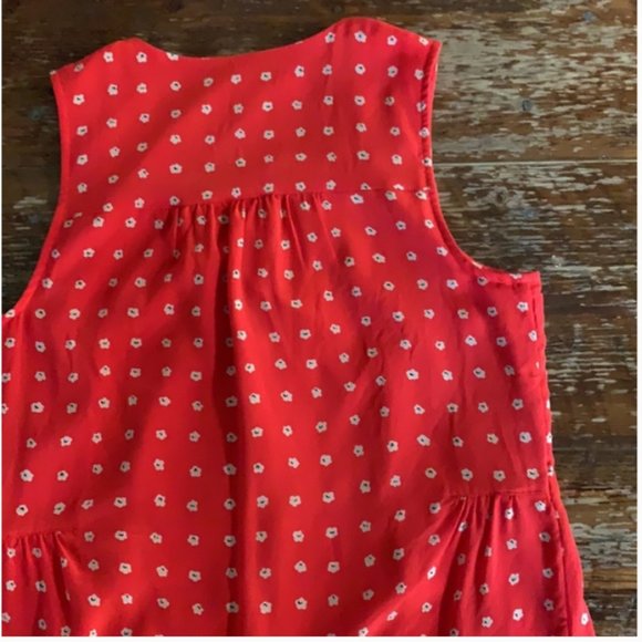 Madewell Red Floral Button Up Silk Dress sz small - Picture 3 of 6